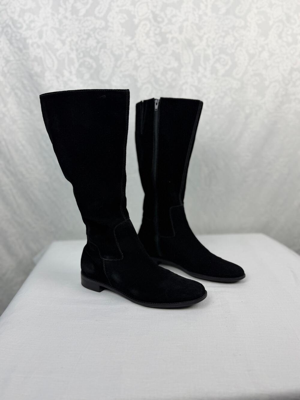 Talbots Black Suede Tall Boots Women's Size 5.5